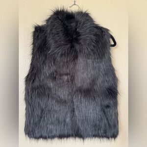 INC International Concepts Black Faux Fur Vest Sz S/M